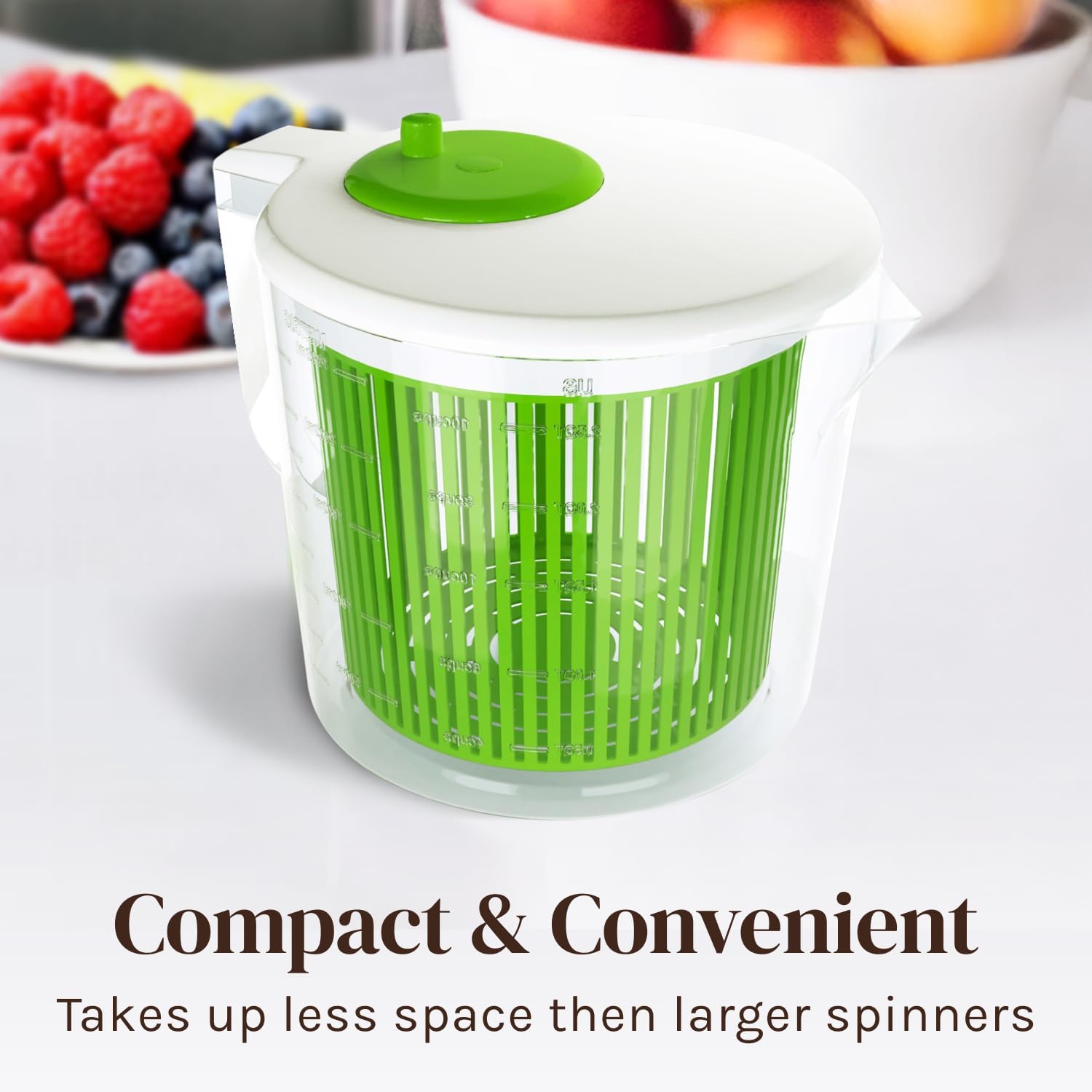 Mini Salad Spinner and Dryer With Measuring Cup Bowl, Best Rated Lettuce Spinners Single Serve, Collander with Spinner, Vegetable Washing Basket