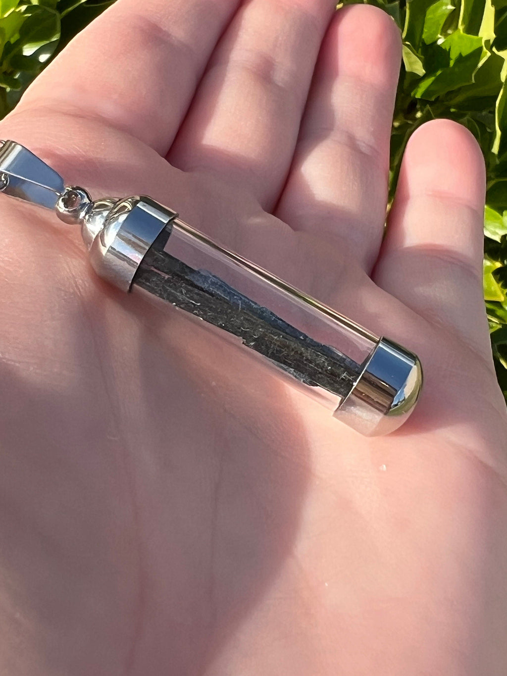 RARE Vivianite Pendant | Gemmy Blue Green Blade Vial Tube Glass Locket Necklace Jewelry | Brazilian Vivianite | Inner Peace Mystic Awakening